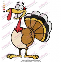 Happy Turkey Bird Embroidery Design